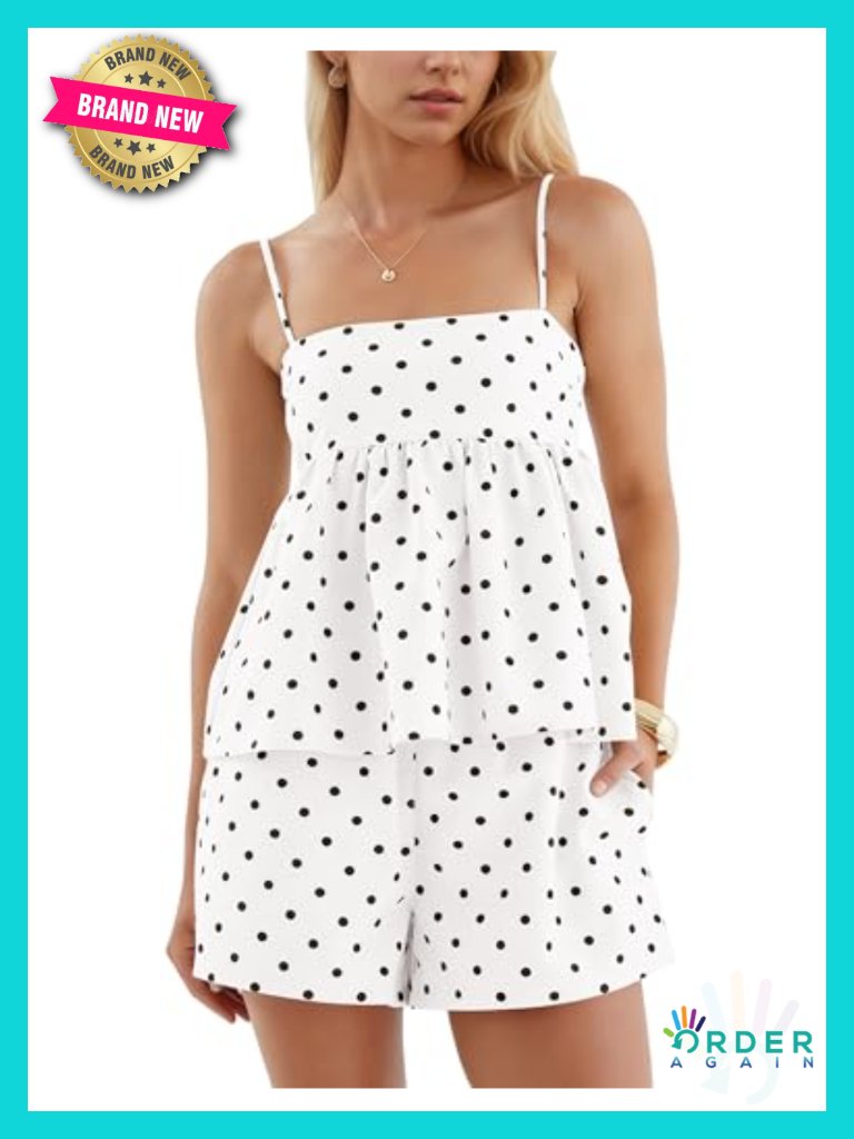 Polka Dots 2 Piece Linen Blend Shorts Set